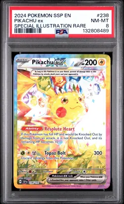 2024 POKEMON SSP EN-SURGING SPARKS SPECIAL ILLUSTRATION RARE PIKACHU EX PSA 8 - Image 1