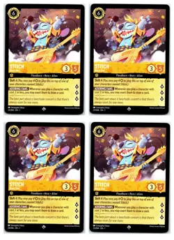 #23 Stitch - Rock Star - Amber PLAYSET x4 2023 Disney Lorcana First Chapter 4x - Image 1