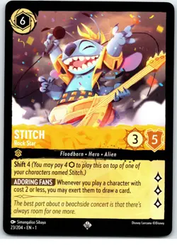 #23 Stitch - Rock Star - Amber PLAYSET x4 2023 Disney Lorcana First Chapter 4x - Image 2