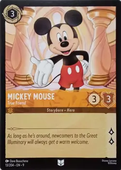 13/204 MICKEY MOUSE TRUE FRIEND EN9 UNCOMMON DISNEY LORCANA CARD - Image 1