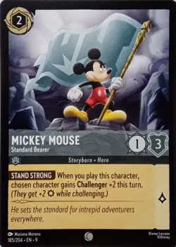 185/204 MICKEY MOUSE STANDARD BEARER EN9 COMMON DISNEY LORCANA CARD - Image 1