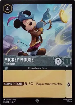 172/204 MICKEY MOUSE TRUMPETER EN9 SUPER RARE DISNEY LORCANA CARD - Image 1