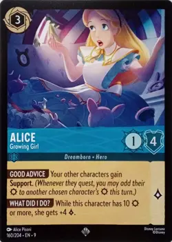 160/204 ALICE GROWING GIRL EN9 SUPER RARE DISNEY LORCANA CARD - Image 1