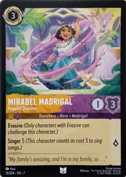 13/204 MIRABEL MADRIGAL HOPEFUL DREAMER EN7 UNCOMMON DISNEY LORCANA CARD - Image 1