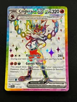 Cinderace ex 157/142 - Sv07: Stellar Crown Holo Full Art Pokemon TCG Card NM - Image 1