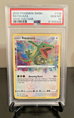 2020 Pokemon Vivid Voltage Amazing Rare Rayquaza Card 138/185 - PSA 10 Gem Mint! - Image 1