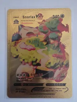 Pokemon Snorlax VMAX 340hp Gold Foil Fan Art Collector Card TCG - Image 1