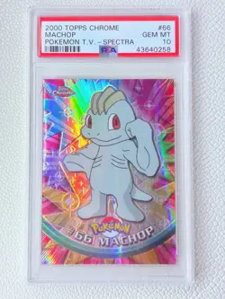 2000 Topps Chrome POKEMON MACHOP SPECTRA REFRACTOR PSA 10 #66 T.V. ***POP 11*** - Image 1
