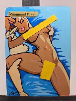 Command Tower MTG Custom Alter Lopunny Waifu Hand Painted Acrylic by BAZAYO - Image 1
