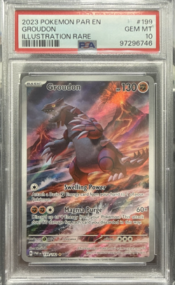 2023 Pokemon English Paradox Rift Groudon Illustration Rare #199/182 PSA 10 - Image 1