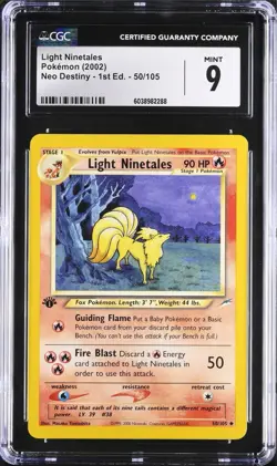 CGC 9 MINT Light Ninetales 50/105 Neo Destiny 1st Edition WOTC 2002 Pokemon - Image 1