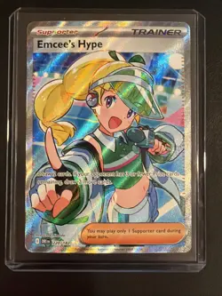 Pokemon TCG Emcee's Hype 220/182 Destined Rivals Holo Rare Near Mint - Image 1