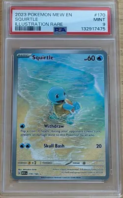 2023 #170 Pokemon 151 Squirtle - Illustration Rare IR 170/165 PSA 9 Mint - Image 1