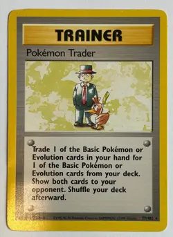 Pokemon Trader 77/102 Base Set Unlimited Rare Trainer WOTC 1999 LP - Image 1