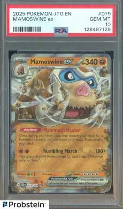 2025 Pokemon JTG En #079 Mamoswine Ex PSA 10 GEM MINT - Image 1