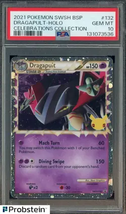 2021 Pokemon SWSH BSP Celebrations Collection #132 Dragapult Holo PSA 10 - Image 1