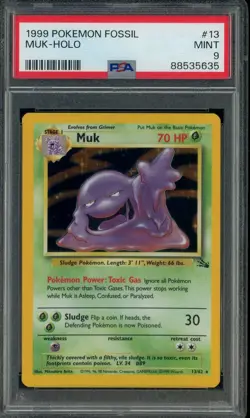 #2 1999 Pokemon Fossil 1st Edition #13/62 Muk Holo PSA 9 MINT - Image 1