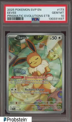 2025 Pokemon SVP EN Prismatic Evolutions ETB #173 Eevee PSA 10 GEM MINT - Image 1