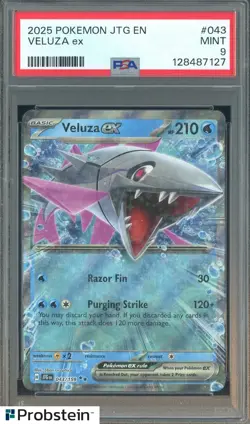 2025 Pokemon JTG En #043 Veluza Ex PSA 9 MINT - Image 1