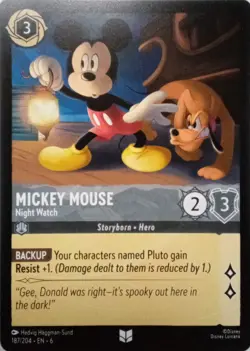 187/204 MICKEY MOUSE NIGHT WATCH AZURITE SEA UNCOMMON DISNEY LORCANA CARD - Image 1