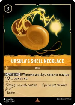 1x Ursula's Shell Necklace - 34/204 - Rare - Cold Foil NM-Mint Disney Lorcana: T - Image 1