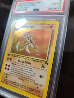 Pokemon Kabutops 9/62 Fossil Holo 1st Edition PSA 8 - Image 2