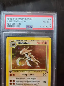 Pokemon Kabutops 9/62 Fossil Holo 1st Edition PSA 8 - Image 3