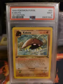 Kabuto 1st Edition 1999 Pokemon Fossil #50 WOTC PSA 9 Newly Graded - Image 1