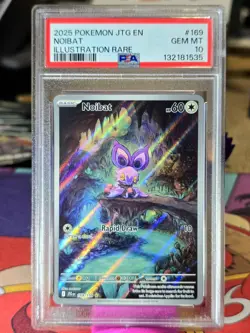 Pokemon 2025 Noibat 169/159 Illustration Rare Full Art Journey Together PSA 10 - Image 1