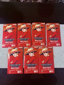 One Piece OP-13 Carrying On His Will Sleeved Booster Pack -LOT OF 7 SEALED PACKS - Image 1