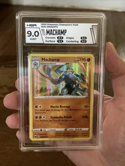 Pokemon TCG Machamp 026/073 Champions Path 2020 Holo Rare Card Graded 9.0 HGA - Image 2