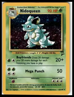Nidoqueen Holo Rare Base Set 2 12/130 Vintage Pokemon Card LP w/ Swirl - Image 1