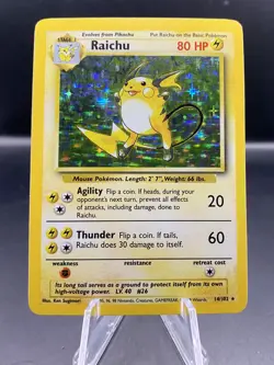Raichu 14/102 | Base Set | Holo Rare WOTC | Pokemon Card LP-MP - Image 1