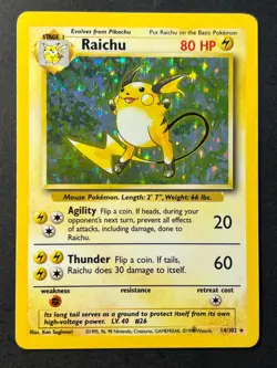 Raichu 14/102 Holo Rare Base Set - Pokemon Card WOTC B Near Mint - - Image 1