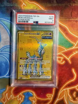 PSA 9 Iron Crown Ex Hyper Rare #216 2024 Pokemon Tef En-Temporal Forces - Image 1