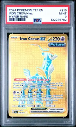 2024 POKEMON TEF EN-TEMPORAL FORCES HYPER RARE #216 IRON CROWN EX PSA 9 - Image 1