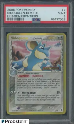 2006 Pokemon Ex Dragon Frontiers #7 Nidoqueen Reverse Foil PSA 9 MINT - Image 1