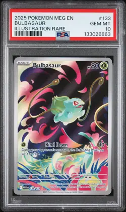 2025 POKEMON MEG EN-MEGA EVOLUTION ILLUSTRATION RARE #133 BULBASAUR PSA 10 - Image 1