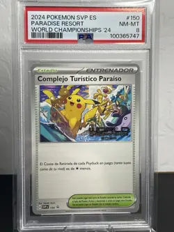 2024 POKEMON SPANISH SVP ES-SV PARADISE RESORT WORLD CHAMPIONSHIP PSA 8 - Image 1