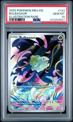 2025 POKEMON MEG EN-MEGA EVOLUTION ILLUSTRATION RARE #133 BULBASAUR PSA 10 - Image 1