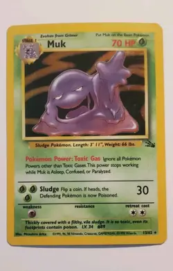 POKEMON FOSSIL UNLIMITED MUK HOLO 13/62 LP- - Image 1