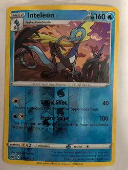 Inteleon 059/202 Sword & Shield Base Pokemon Reverse Holo Foil Nice! - Image 1