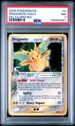 2005 POKEMON EX DELTA SPECIES #3 DRAGONITE-HOLO PSA 7 - Image 1