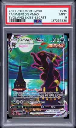 Pokemon 2021 Umbreon VMAX 215/203 Alt Art Secret Rare Evolving Skies PSA 9 - Image 1