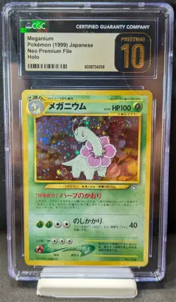 Meganium Pokemon 1999 Japanese Neo Premium File CGC Pristine 10 - Low POP - Image 1