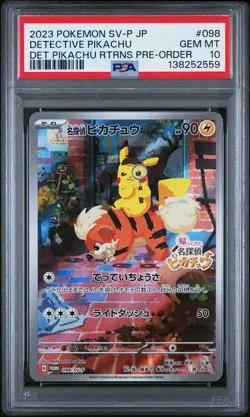 2023 POKEMON JPN SV-P PROMO #098 DETECTIVE PIKACHU PSA 10 - Image 1