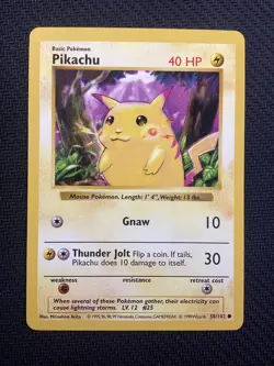 Pokemon TCG Base Set (Shadowless) #058/102 Pikachu LP+ - Image 1
