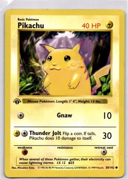 MP Pikachu - Base Set 1st Edition (Shadowless) #058/102 Pokemon - Image 1