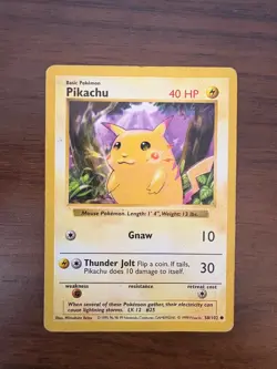 Pokemon 🔴 RED CHEEKS 🔴 Pikachu 058/102 Base Set (Shadowless) vintage tcg - Image 1