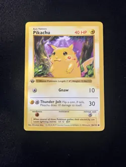 Pikachu (Red Cheeks) 058/102 - Pokemon 1st Edition Base Set (Shadowless) DMG - Image 1